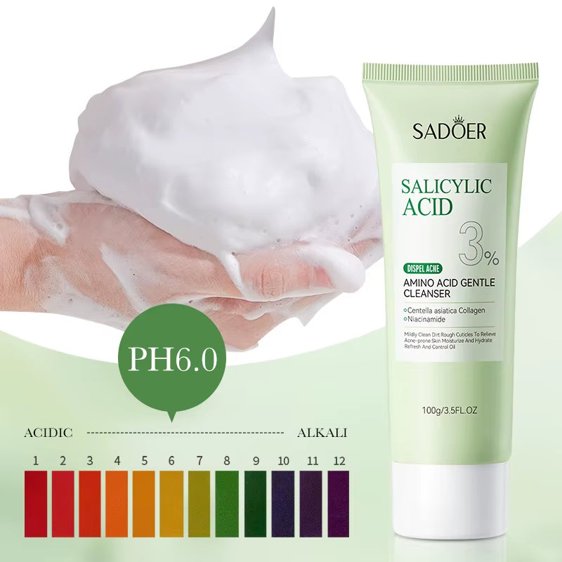 SADOER Salicylic Acid Facial Cleanser – Hydrating Face Wash Foam