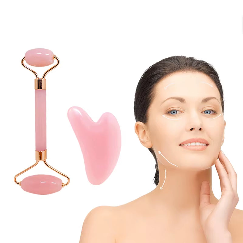 Double-Head Facial & Body Massager Roller – Heart-Shaped Beauty Stick, Pink