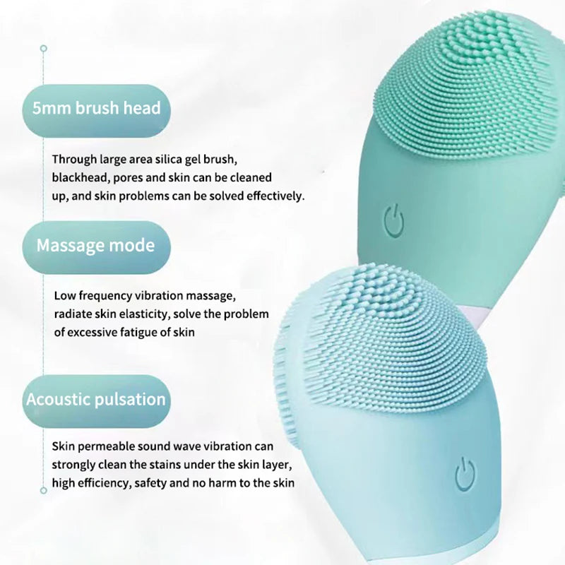 Electric Silicone Facial Brush – Waterproof Exfoliating Cleanser & Massager