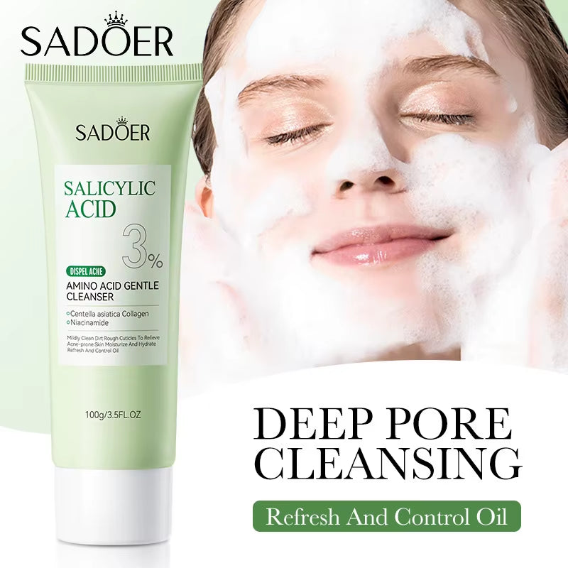 SADOER Salicylic Acid Facial Cleanser – Hydrating Face Wash Foam