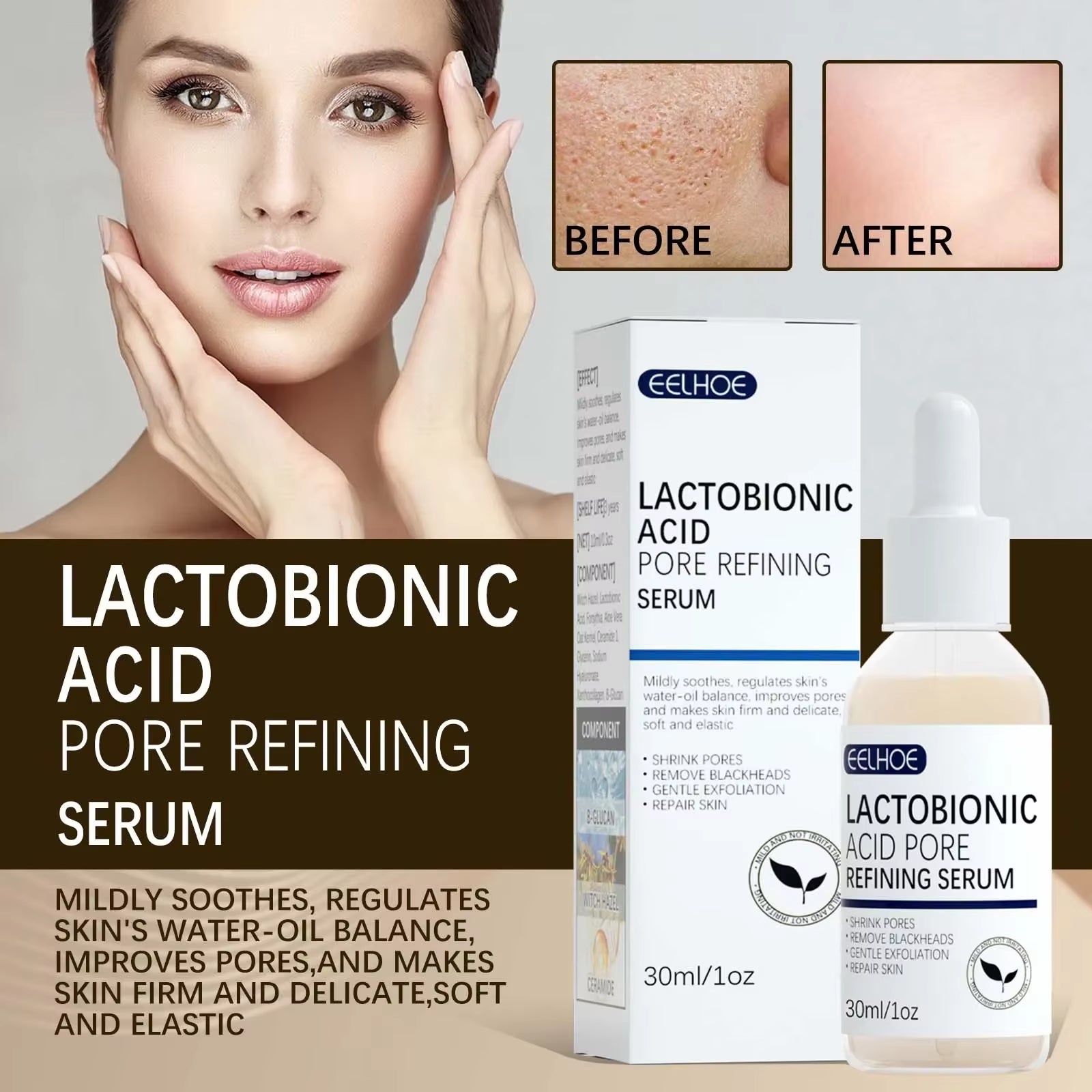 Lactobionic Acid Pore-Refining Serum – Soothing & Balancing Essence