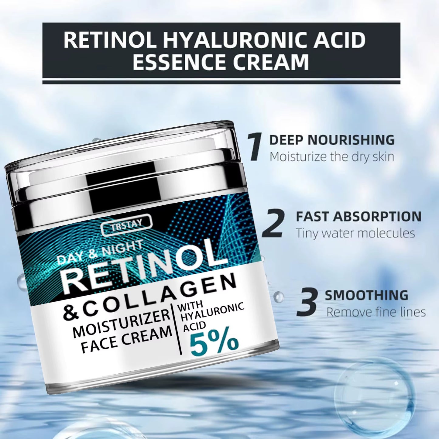 Collagen & Retinol Hyaluronic Acid Face Cream – Anti-Aging & Hydrating Moisturiser
