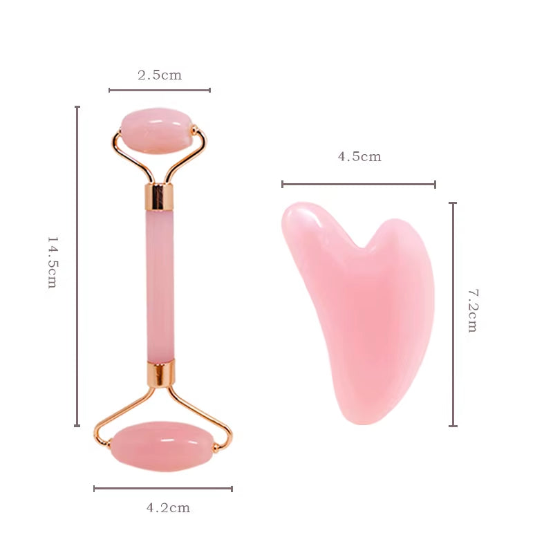 Double-Head Facial & Body Massager Roller – Heart-Shaped Beauty Stick, Pink