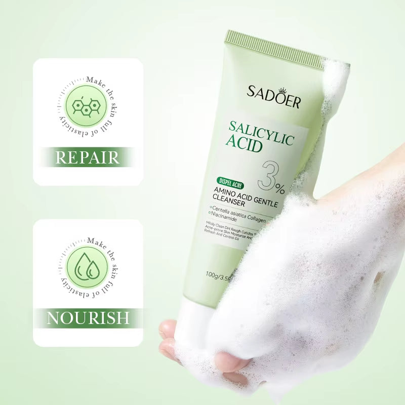 SADOER Salicylic Acid Facial Cleanser – Hydrating Face Wash Foam