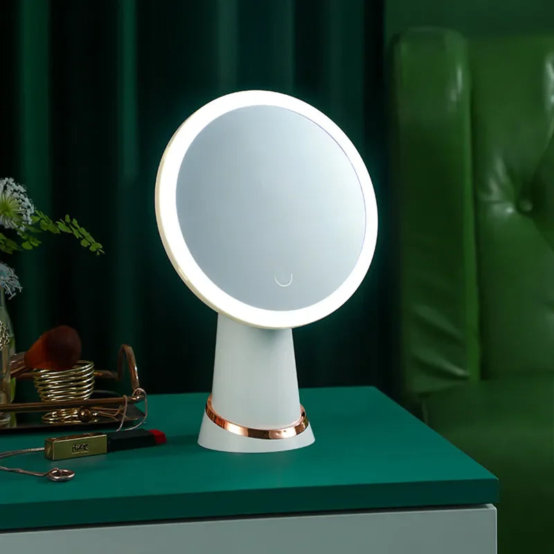 LED Beauty Mirror with Stand – 3 Light Settings & Touch Sensor
