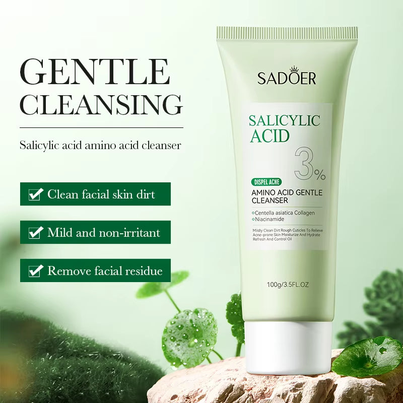 SADOER Salicylic Acid Facial Cleanser – Hydrating Face Wash Foam