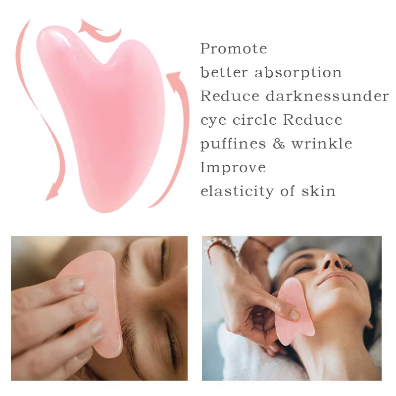 Double-Head Facial & Body Massager Roller – Heart-Shaped Beauty Stick, Pink